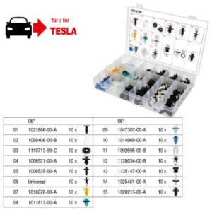 KS TOOLS Stiprinājuma skavu komplekts Tesla modeļiem, 150-daļīgs
