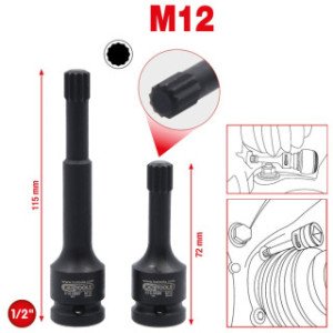 KS TOOLS 1/2", M12 speciālo triecienmuciņu ar uzgali kompl., 2-daļīgs