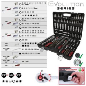 KS TOOLS 1/4"+3/8"+1/2" atslēgu komplekts, 179-daļīgs