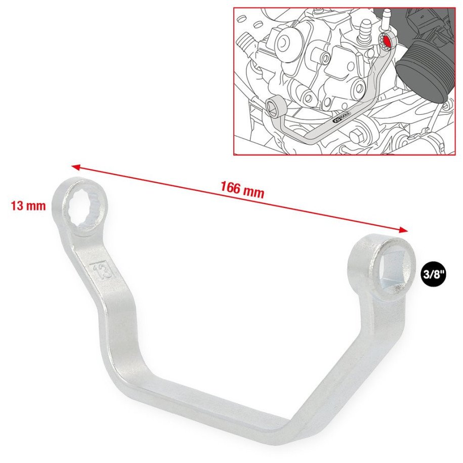 KS TOOLS 3/8", 13mm speciālā atslēga ieplūdes kolektoram, VAG