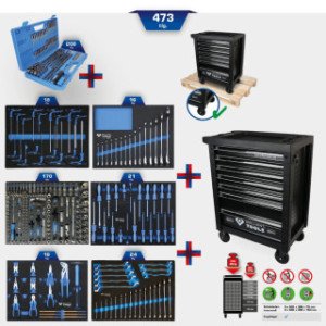 Brilliant Tools Pārvietojams darbnīcas plaukts ar 7 atvilktnēm un 473 instrumentiem