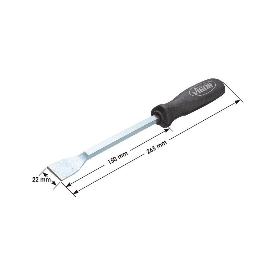 VIGOR Skrāpis ar rokturi 22mm x 265mm
