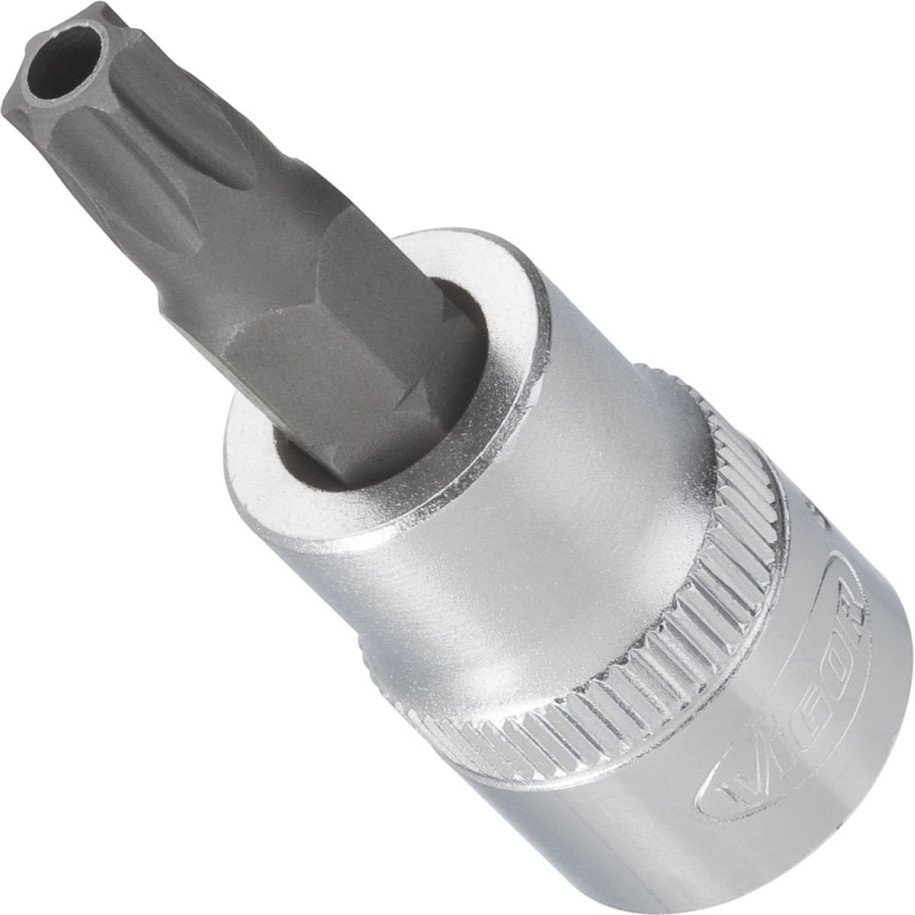VIGOR 1/4" T15H, muciņa ar uzgali un urbumu, TORX, garums 32 mm