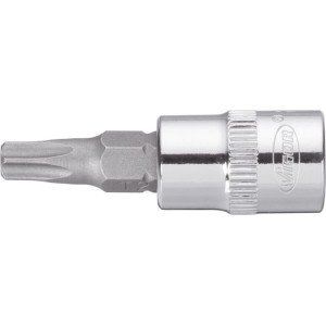 VIGOR 1/4" T25H, muciņa ar uzgali un urbumu, TORX, garums 37 mm
