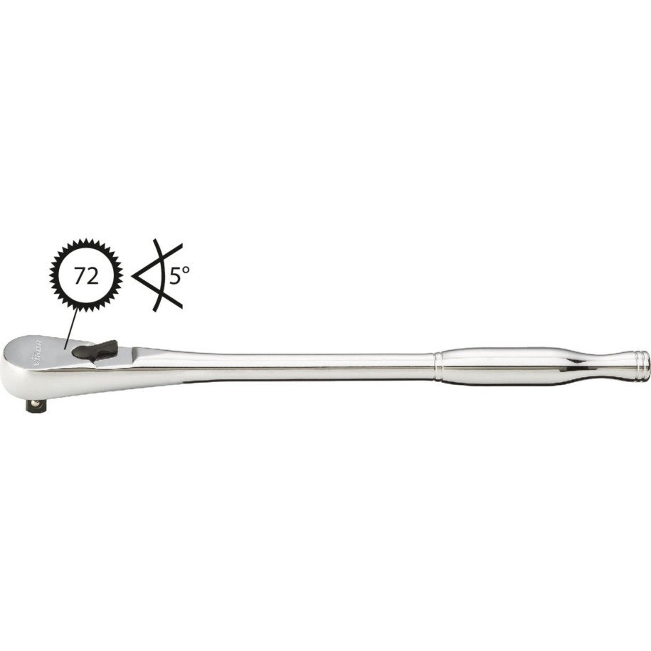 VIGOR 1/4" pārslēdzama sprūdatslēga, 72 zobi, garums 200mm