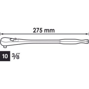 VIGOR 3/8" pārslēdzama sprūdatslēga, 72 zobi, garums 275mm