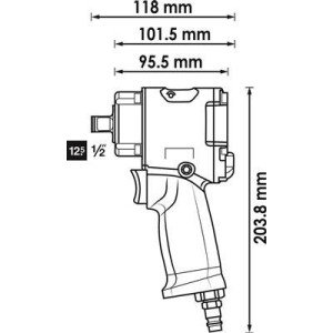 VIGOR 1/2" 1000 Nm Pneimo trieciena uzgriežņu pistole