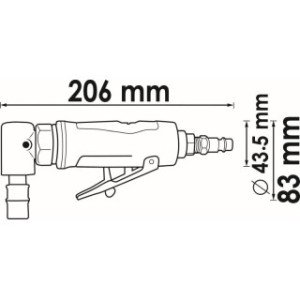 VIGOR Pneimo leņķa slīpmašīna, garums 206mm