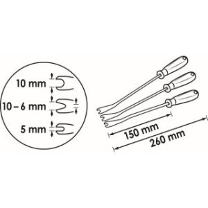VIGOR Mini laužņu komplekts salona apdarei, garums 260mm