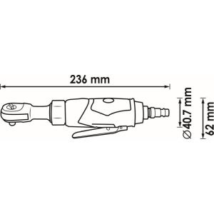 VIGOR 3/8" 35Nm Pneimo sprūdatslēga , garums 236mm