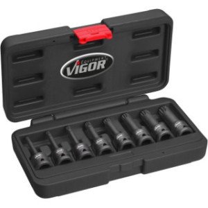 VIGOR 1/2" M5 – M18 XZN triecienizturīgo uzgaļu komplekts, 8gab.
