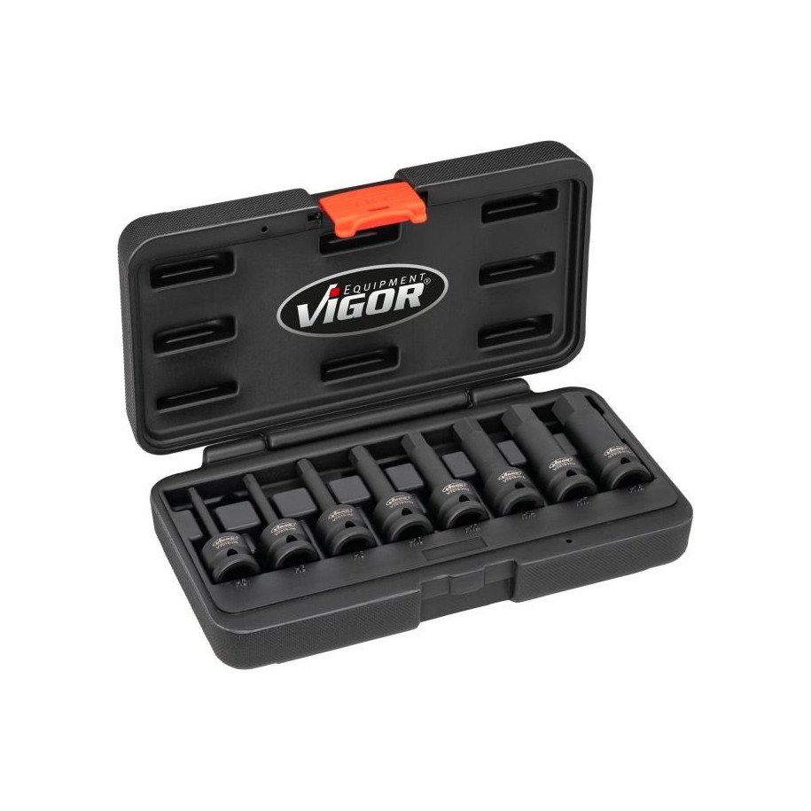 VIGOR 1/2" 5 – 19mm HEX triecienizturīgo uzgaļu komplekts, 8gab.