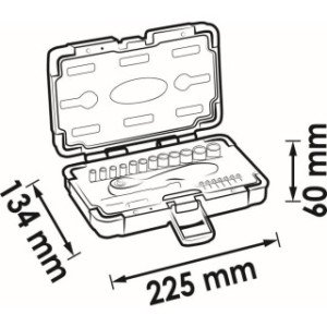 VIGOR 1/4", 4-13mm, muciņu komplekts ar sprūdatslēgu, 23gab.